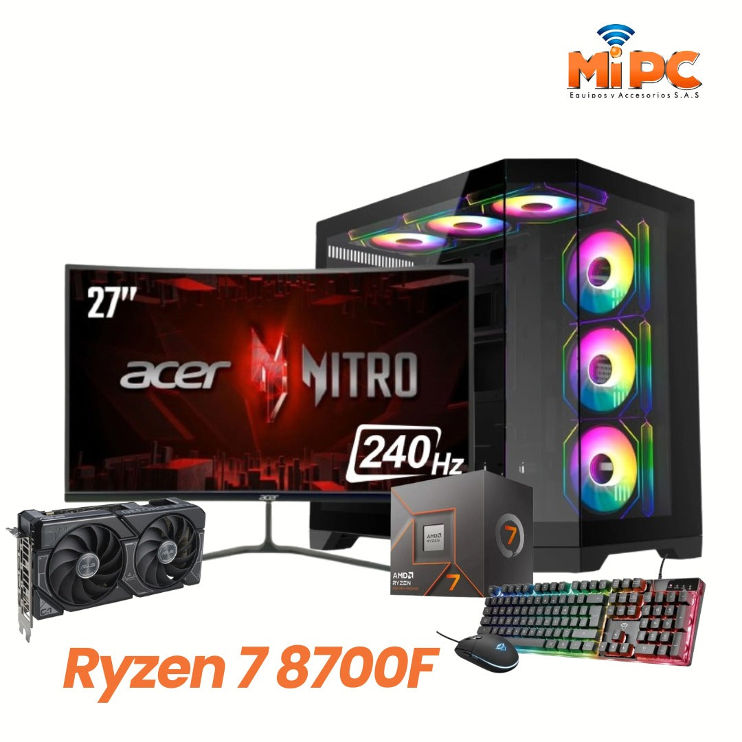 Combo Ryzen 7 8700F con Acer 27" 240 Hz