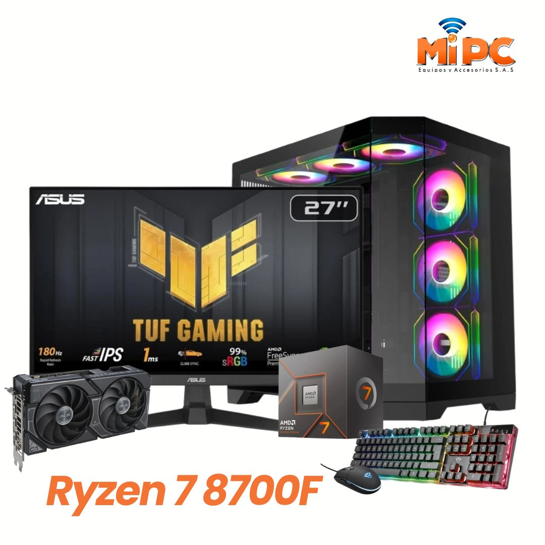 Combo Ryzen 7 8700F con Asus 27" 180 Hz